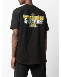 T-shirt à col rond brodé noir Supreme