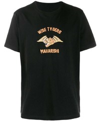 T-shirt à col rond brodé noir Maharishi