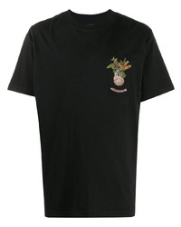 T-shirt à col rond brodé noir Maharishi