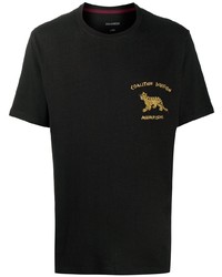 T-shirt à col rond brodé noir Maharishi