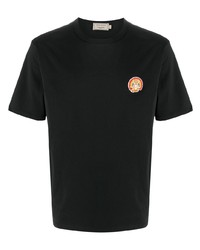 T-shirt à col rond brodé noir MAISON KITSUNÉ