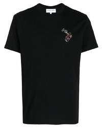 T-shirt à col rond brodé noir Maison Labiche