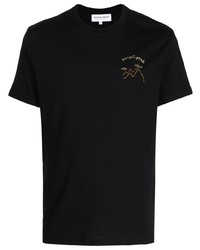 T-shirt à col rond brodé noir Maison Labiche
