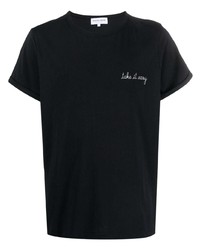 T-shirt à col rond brodé noir Maison Labiche