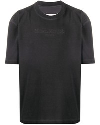 T-shirt à col rond brodé noir Maison Margiela