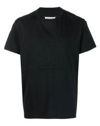 T-shirt à col rond brodé noir Maison Margiela