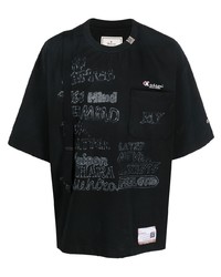T-shirt à col rond brodé noir Maison Mihara Yasuhiro