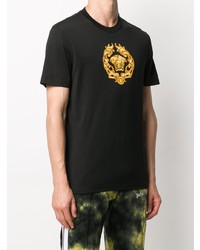 T-shirt à col rond brodé noir Versace