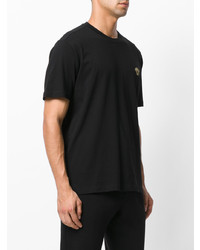 T-shirt à col rond brodé noir Versace