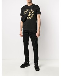 T-shirt à col rond brodé noir Versace