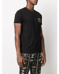 T-shirt à col rond brodé noir VERSACE JEANS COUTURE