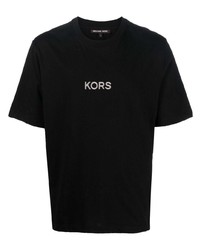 T-shirt à col rond brodé noir Michael Kors