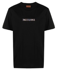 T-shirt à col rond brodé noir Missoni