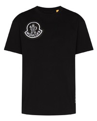 T-shirt à col rond brodé noir Moncler