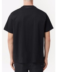 T-shirt à col rond brodé noir Burberry