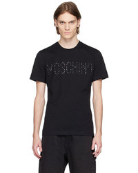 T-shirt à col rond brodé noir Moschino