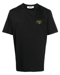 T-shirt à col rond brodé noir MSGM