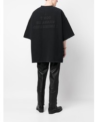 T-shirt à col rond brodé noir Vetements