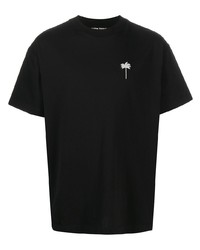 T-shirt à col rond brodé noir Palm Angels