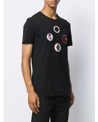 T-shirt à col rond brodé noir Alexander McQueen