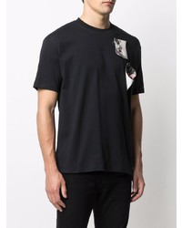 T-shirt à col rond brodé noir Raf Simons X Fred Perry