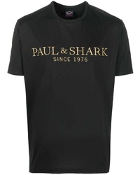 T-shirt à col rond brodé noir Paul & Shark