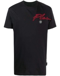 T-shirt à col rond brodé noir Philipp Plein