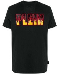 T-shirt à col rond brodé noir Philipp Plein