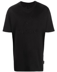 T-shirt à col rond brodé noir Philipp Plein