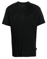 T-shirt à col rond brodé noir Philipp Plein