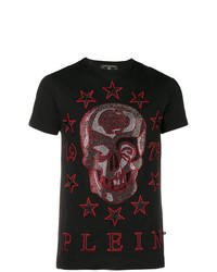 T-shirt à col rond brodé noir Philipp Plein