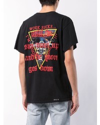 T-shirt à col rond brodé noir Amiri