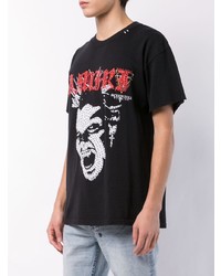 T-shirt à col rond brodé noir Amiri