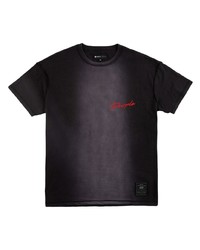 T-shirt à col rond brodé noir purple brand