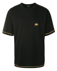 T-shirt à col rond brodé noir Qasimi