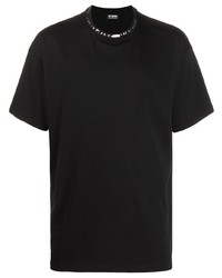 T-shirt à col rond brodé noir Raf Simons