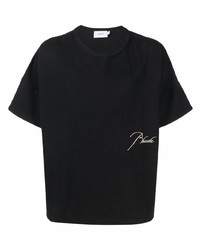 T-shirt à col rond brodé noir Rhude