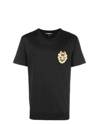 T-shirt à col rond brodé noir Roberto Cavalli