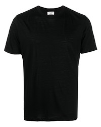 T-shirt à col rond brodé noir Saint Laurent