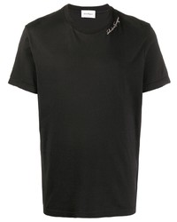 T-shirt à col rond brodé noir Salvatore Ferragamo