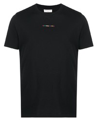 T-shirt à col rond brodé noir Sandro Paris