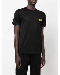 T-shirt à col rond brodé noir Emporio Armani