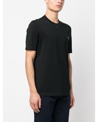 T-shirt à col rond brodé noir Brunello Cucinelli