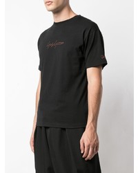 T-shirt à col rond brodé noir Yohji Yamamoto