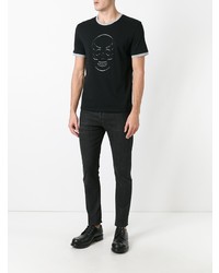 T-shirt à col rond brodé noir Alexander McQueen