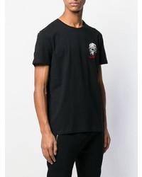 T-shirt à col rond brodé noir Alexander McQueen