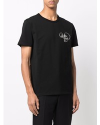 T-shirt à col rond brodé noir Alexander McQueen