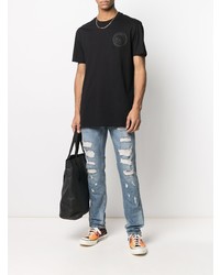 T-shirt à col rond brodé noir Philipp Plein