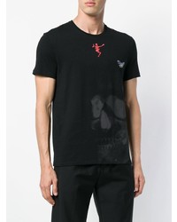 T-shirt à col rond brodé noir Alexander McQueen