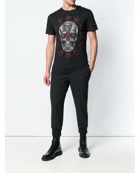 T-shirt à col rond brodé noir Philipp Plein